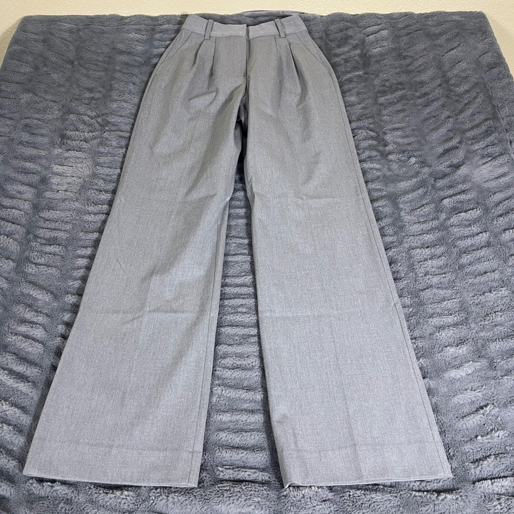 Favorite Daughter The Favorite Pant Frost Gray Wide Leg Pleated Trousers Size 0